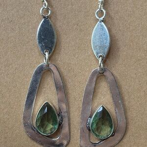 Elegant Silver and Green Dangle Earrings